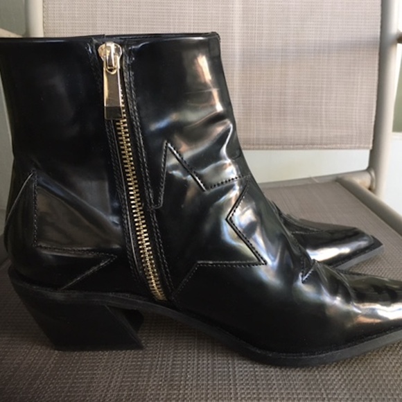 Zara | Shoes | Zara Black Star Stars Shiny Ankle Boots  ZARA Black Star Stars Shiny Ankle Boots